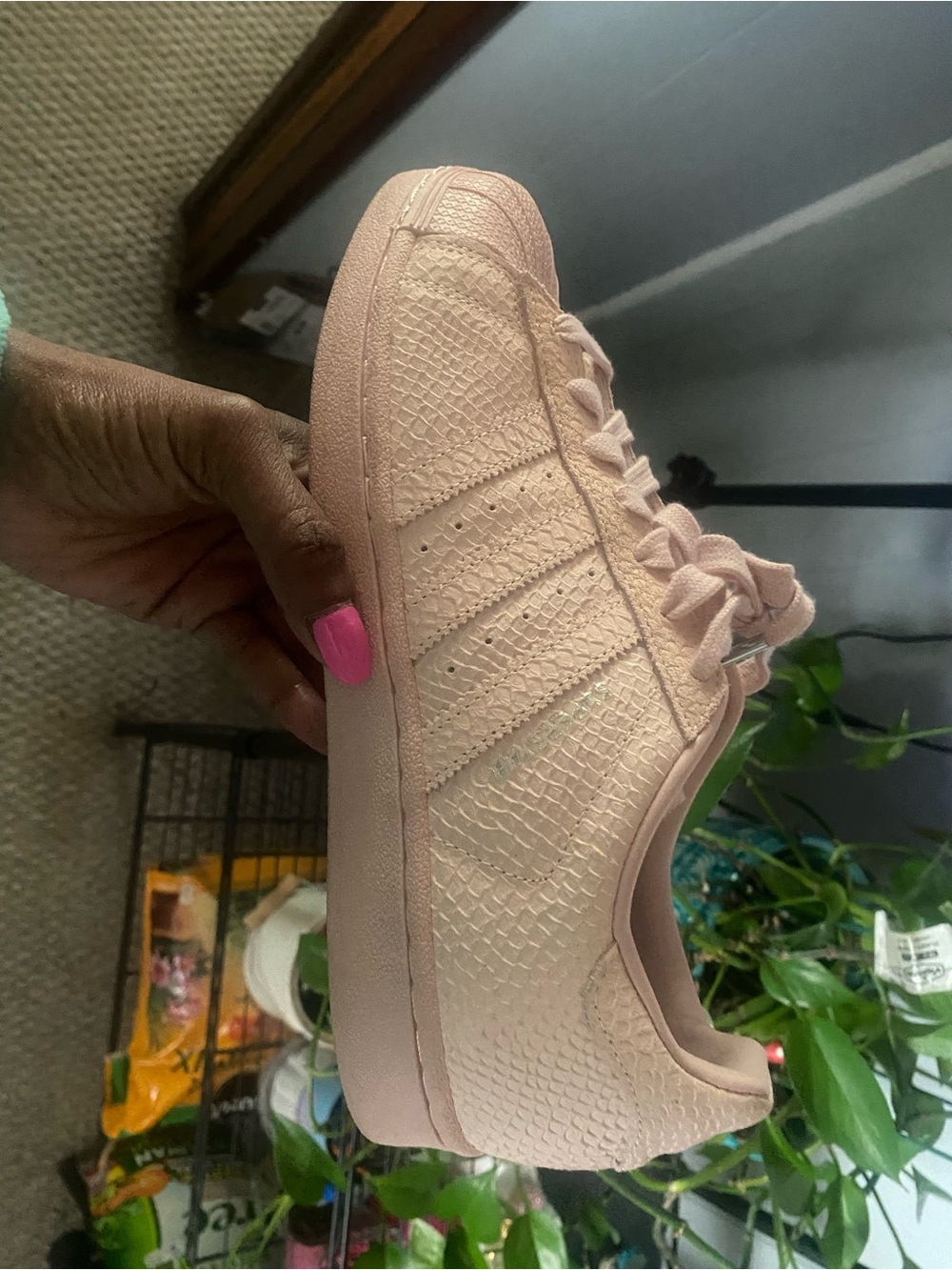 adidas Women's Pale Pink Textured Low-Top Sneakers